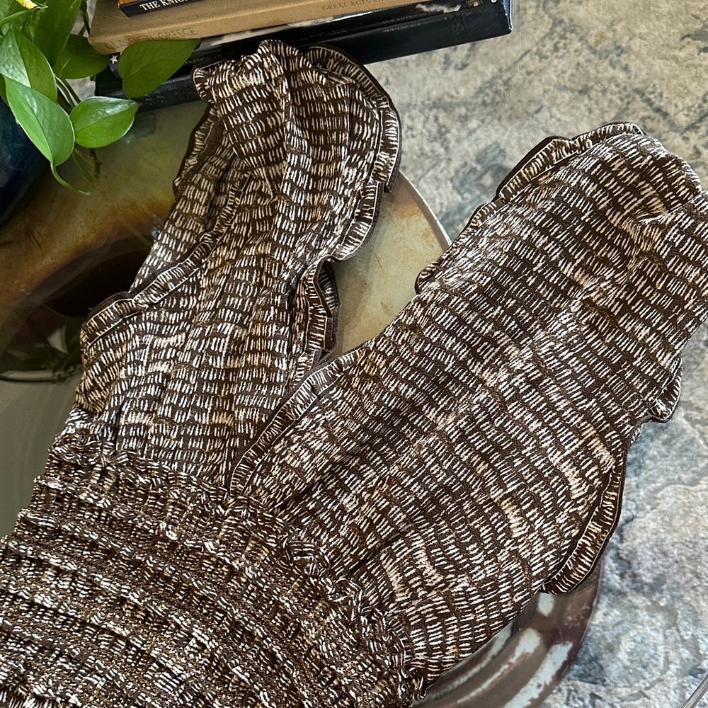 Max Studio Chic Brown Patterned Jumpsuit Jumper R… - image 3